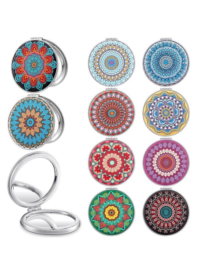 مرآة مكياج للسفر من الجلد الصناعي - مرآة تجميل أنيقة وصغيرة الحجم للحقيبة والجيب والاستخدام اليومي، تصميم عشوائي - لون وشكل عشوائيان - Image 1